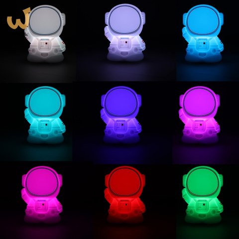 Lampka nocna dla dzieci silikonowa 8 LED USB biała astronauta Lampka nocna dla dzieci silikonowa 8 LED USB biała astronauta