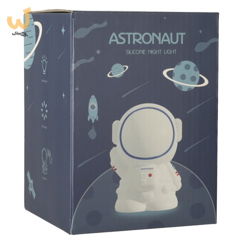 Lampka nocna dla dzieci silikonowa 8 LED USB biała astronauta Lampka nocna dla dzieci silikonowa 8 LED USB biała astronauta