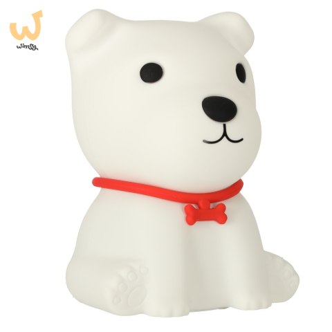 Lampka nocna dla dzieci silikonowa 8 LED USB biała piesek Lampka nocna dla dzieci silikonowa 8 LED USB biała piesek