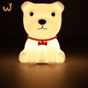 Lampka nocna dla dzieci silikonowa 8 LED USB biała piesek