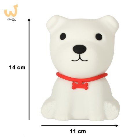 Lampka nocna dla dzieci silikonowa 8 LED USB biała piesek Lampka nocna dla dzieci silikonowa 8 LED USB biała piesek