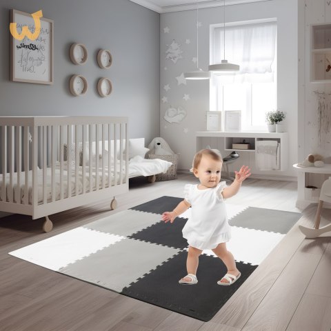 Mata edukacyjna piankowa puzzle szara 180 x 180 cm 9 elementów Mata edukacyjna piankowa puzzle szara 180 x 180 cm 9 elementów
