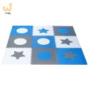 Mata edukacyjna piankowa puzzle szara niebieska 60 x 60 cm 9 elementów