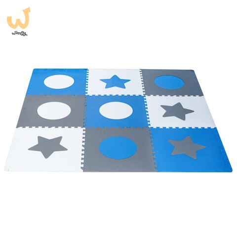 Mata edukacyjna piankowa puzzle szara niebieska 60 x 60 cm 9 elementów Mata edukacyjna piankowa puzzle szara niebieska 60 x 60 cm 9 elementów