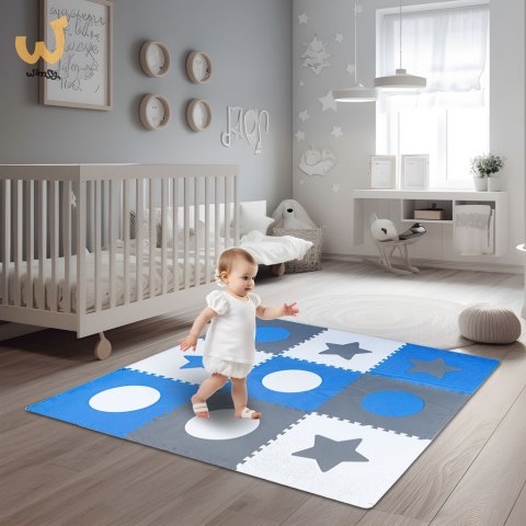 Mata edukacyjna piankowa puzzle szara niebieska 60 x 60 cm 9 elementów Mata edukacyjna piankowa puzzle szara niebieska 60 x 60 cm 9 elementów