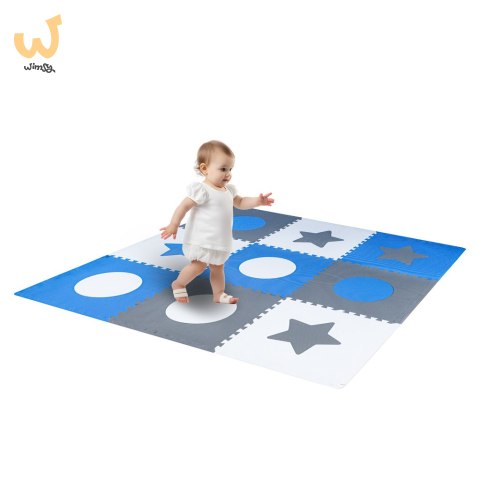 Mata edukacyjna piankowa puzzle szara niebieska 60 x 60 cm 9 elementów Mata edukacyjna piankowa puzzle szara niebieska 60 x 60 cm 9 elementów