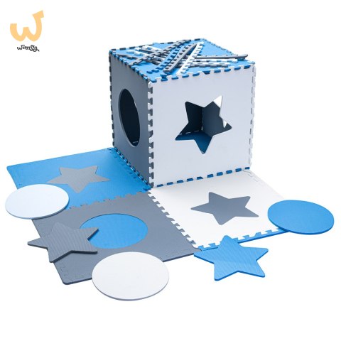 Mata edukacyjna piankowa puzzle szara niebieska 60 x 60 cm 9 elementów Mata edukacyjna piankowa puzzle szara niebieska 60 x 60 cm 9 elementów