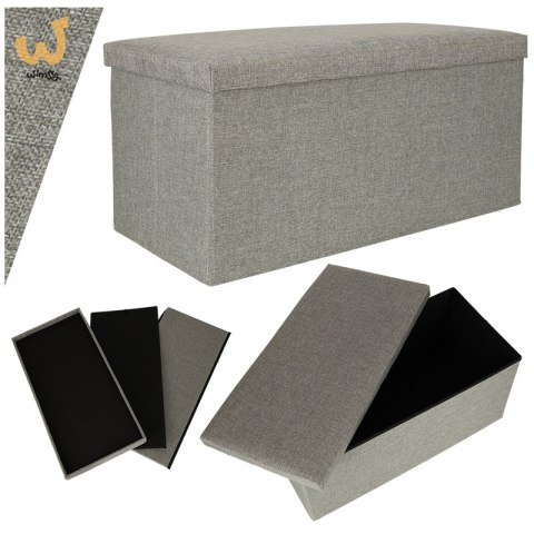 Puf składany ze schowkiem szary duży 76x38x38cm Puf składany ze schowkiem szary duży 76x38x38cm