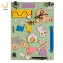 Tablica manipulacyjna drewniana dwustronna farma zielona 28 x 37,5 x 50 cm