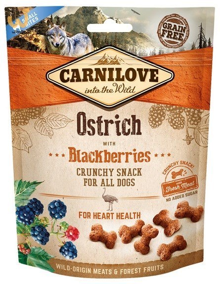 CARNILOVE Fresh Crunchy Struś z jeżynami - przysmak dla psa - 200 g CARNILOVE Fresh Crunchy Struś z jeżynami - przysmak dla psa - 200 g