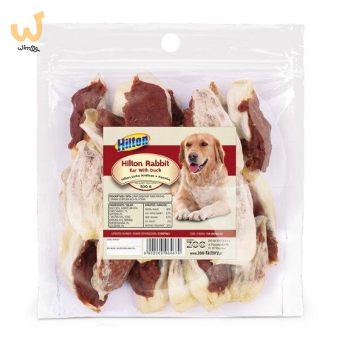 HILTON Ucho królicze z kaczką - gryzak dla psa - 500g
