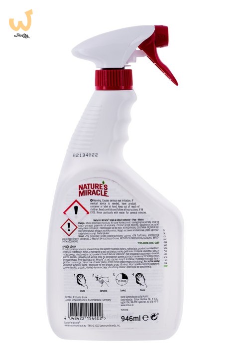 Natures Miracle DOG Remover i Odplamiacz 946ml Natures Miracle DOG Remover i Odplamiacz 946ml