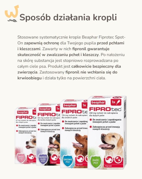 Beaphar FIPROtec Krople dla psa L 268mg x1 Beaphar FIPROtec Krople dla psa L 268mg x1