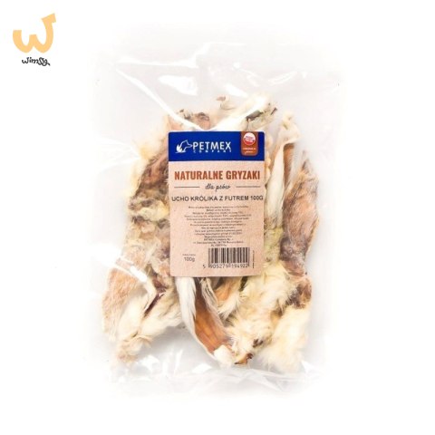 Gryzak dla psów PETMEX Ucho Królika z futrem 100g
