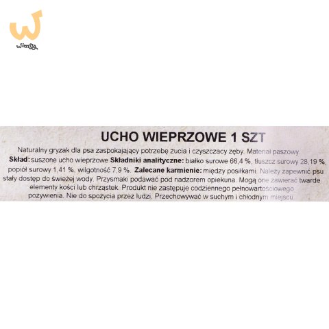 Gryzak dla psów PETMEX Ucho wieprzowe 40g 1szt Gryzak dla psów PETMEX Ucho wieprzowe 40g 1szt