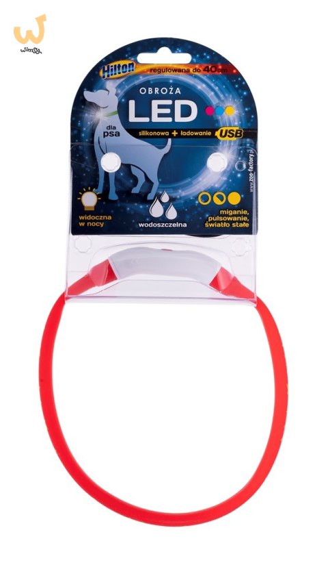 HILTON LED Obroża Silikonowa 1,4x0,8x40cm z USB dla psa HILTON LED Obroża Silikonowa 1,4x0,8x40cm z USB dla psa