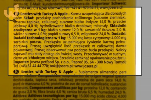 JOSERA Denties Indyk z jabłkiem - przysmak dla psa - 180 g JOSERA Denties Indyk z jabłkiem - przysmak dla psa - 180 g