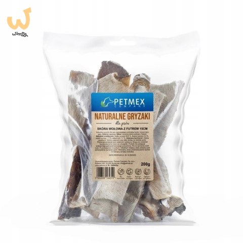 PETMEX Skóra wołowa z futrem 15 cm - Przysmak dla psa - 200g