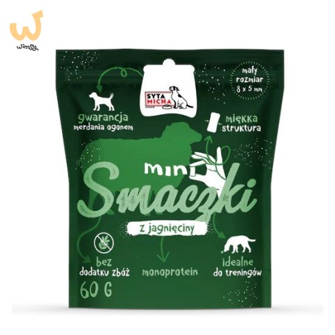 SYTA MICHA - Mini smaczki z jagnięciny - przysmak dla psa - 60g SYTA MICHA - Mini smaczki z jagnięciny - przysmak dla psa - 60g
