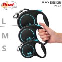 Smycz flexi automatyczna Black Design M taśma 5 m - dla psa do 25 kg, kolor niebieski
