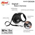 Smycz flexi automatyczna Black Design M taśma 5 m - dla psa do 25 kg, kolor srebrny