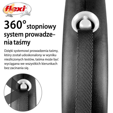 Smycz flexi automatyczna Black Design M taśma 5 m - dla psa do 25 kg, kolor srebrny Smycz flexi automatyczna Black Design M taśma 5 m - dla psa do 25 kg, kolor srebrny
