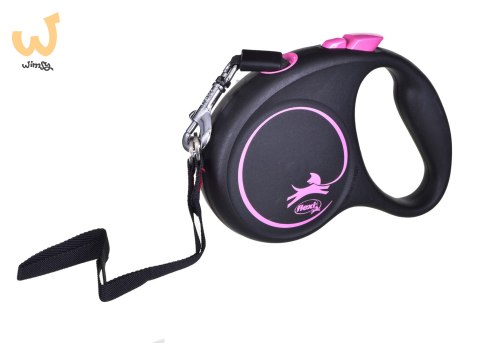 Smycz flexi automatyczna Black Design S taśma 5 m - dla psa do 15 kg, kolor różowy Smycz flexi automatyczna Black Design S taśma 5 m - dla psa do 15 kg, kolor różowy