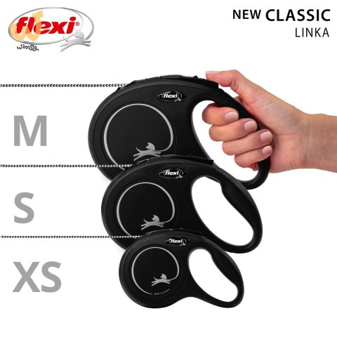 Smycz flexi automatyczna New Classic XS linka 3 m - dla psa do 8 kg, kolor czarny Smycz flexi automatyczna New Classic XS linka 3 m - dla psa do 8 kg, kolor czarny
