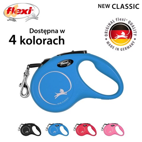 Smycz flexi automatyczna New Classic S taśma 5 m - dla psa do 15 kg, kolor niebieski Smycz flexi automatyczna New Classic S taśma 5 m - dla psa do 15 kg, kolor niebieski