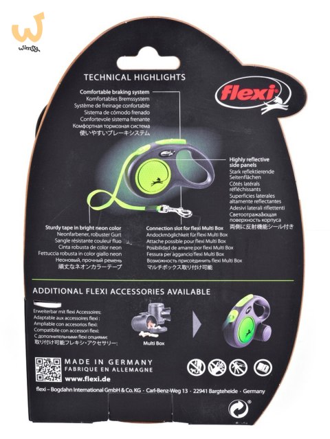 Smycz flexi automatyczna New Neon S taśma 5 m - dla psa do 15 kg, kolor zielony Smycz flexi automatyczna New Neon S taśma 5 m - dla psa do 15 kg, kolor zielony