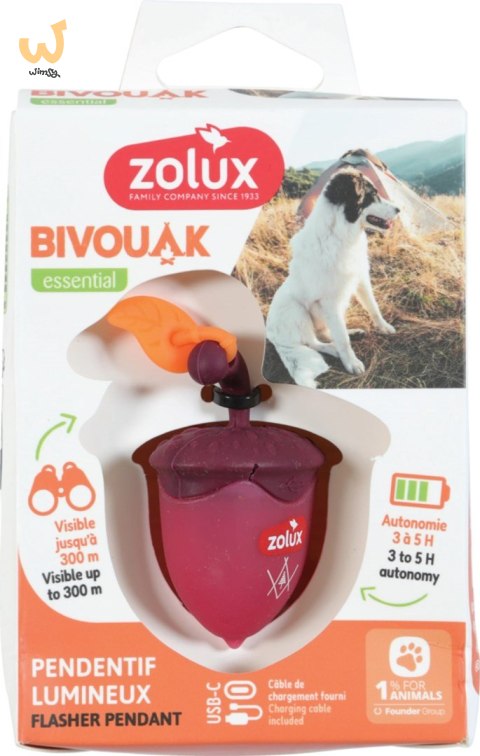 ZOLUX Zawieszka do obroży BIVOUAK czerw orzech USB ZOLUX Zawieszka do obroży BIVOUAK czerw orzech USB