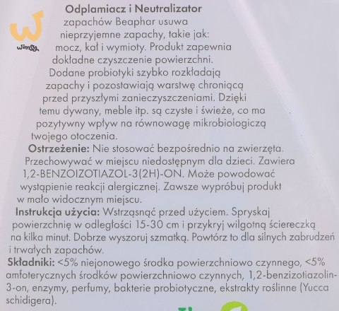 BEAPHAR - odplamiacz i neutralizator zapachów - 500ml BEAPHAR - odplamiacz i neutralizator zapachów - 500ml