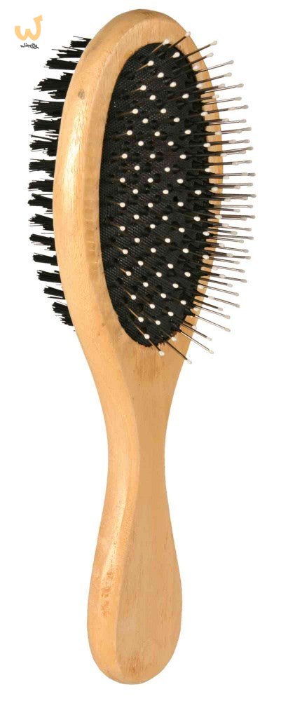 TRIXIE Szczotka dwustronna, drewniana, owalna (mała) do pielęgnacji sierści psa i kota - 6x21 cm TRIXIE Szczotka dwustronna, drewniana, owalna (mała) do pielęgnacji sierści psa i kota - 6x21 cm