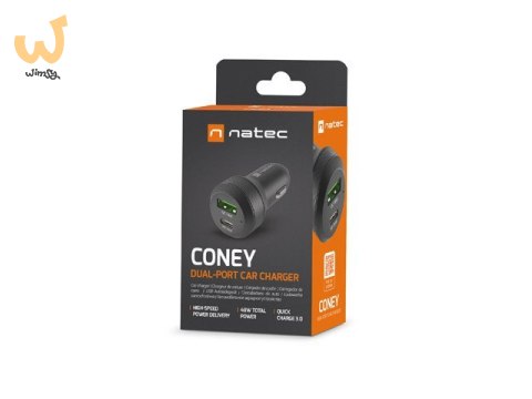 NATEC ŁADOWARKA SAMOCHODOWA CONEY 1X USB 1X USB-C PD 3.0 48W QC3.0 NUC-1980 NATEC ŁADOWARKA SAMOCHODOWA CONEY 1X USB 1X USB-C PD 3.0 48W QC3.0 NUC-1980