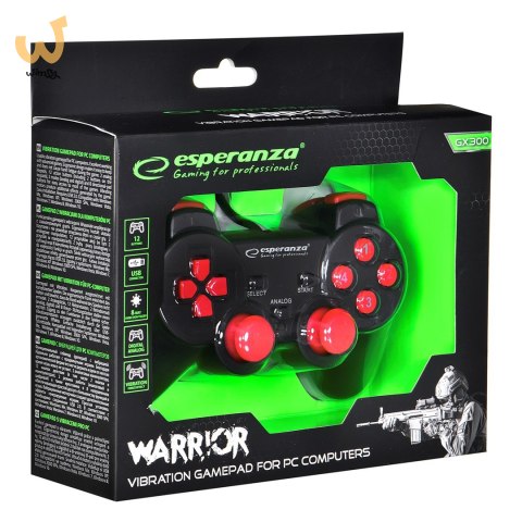 Gamepad Esperanza Warrior EGG102R (kolor czarny, kolor czerwony) Gamepad Esperanza Warrior EGG102R (kolor czarny, kolor czerwony)