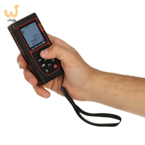 Dalmierz laserowy miernik odległości cyfrowy wodoodporny IP54 3mm/60m pokrowiec zasilanie bateryjne KAFUWELL Dalmierz laserowy miernik odległości cyfrowy wodoodporny IP54 3mm/60m pokrowiec zasilanie bateryjne KAFUWELL