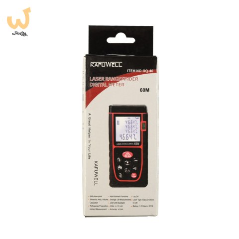 Dalmierz laserowy miernik odległości cyfrowy wodoodporny IP54 3mm/60m pokrowiec zasilanie bateryjne KAFUWELL Dalmierz laserowy miernik odległości cyfrowy wodoodporny IP54 3mm/60m pokrowiec zasilanie bateryjne KAFUWELL