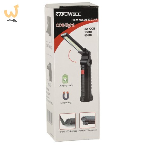 Lampa warsztatowa latarka USB 5 trybów magnes hak akumulator 1200 mAh 200 lm KAFUWELL Lampa warsztatowa latarka USB 5 trybów magnes hak akumulator 1200 mAh 200 lm KAFUWELL
