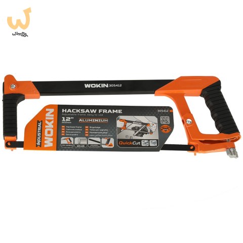 Piła ręczna brzeszczot do metalu kabłąkowa aluminiowy uchwyt regulacja ostrza 300 mm WOKIN Piła ręczna brzeszczot do metalu kabłąkowa aluminiowy uchwyt regulacja ostrza 300 mm WOKIN