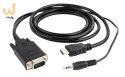 Adapter GEMBIRD A-HDMI-VGA-03-6 (HDMI M - D-Sub (VGA), Jack stereo 3,5 mm M; 1,8m; kolor czarny)