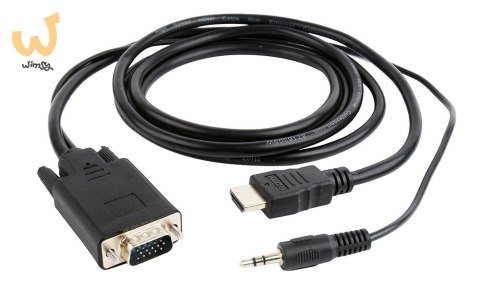 Adapter GEMBIRD A-HDMI-VGA-03-6 (HDMI M - D-Sub (VGA), Jack stereo 3,5 mm M; 1,8m; kolor czarny) Adapter GEMBIRD A-HDMI-VGA-03-6 (HDMI M - D-Sub (VGA), Jack stereo 3,5 mm M; 1,8m; kolor czarny)