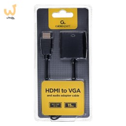 Adapter GEMBIRD A-HDMI-VGA-03 (HDMI M - D-Sub (VGA) F; 0,15m; kolor czarny)