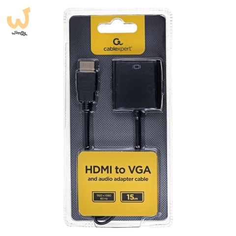 Adapter GEMBIRD A-HDMI-VGA-03 (HDMI M - D-Sub (VGA) F; 0,15m; kolor czarny) Adapter GEMBIRD A-HDMI-VGA-03 (HDMI M - D-Sub (VGA) F; 0,15m; kolor czarny)