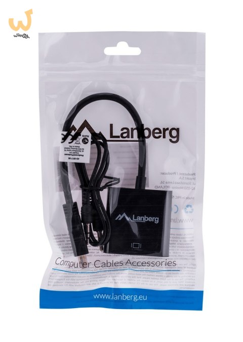 Adapter Lanberg AD-0017-BK (HDMI M - D-Sub (VGA) F; 0,20m; kolor czarny) Adapter Lanberg AD-0017-BK (HDMI M - D-Sub (VGA) F; 0,20m; kolor czarny)