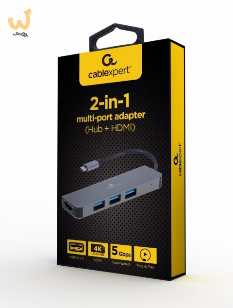 GEMBIRD MULTI ADAPTER USB TYPE-C 2 W 1 (HUB USB + HDMI) GEMBIRD MULTI ADAPTER USB TYPE-C 2 W 1 (HUB USB + HDMI)
