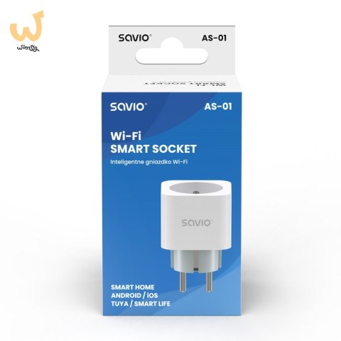 SAVIO INTELIGENTNE GNIAZDKO WI-FI, 16A, TIMER, POMIAR ZUŻYCIA ENERGII, AS-01 SAVIO INTELIGENTNE GNIAZDKO WI-FI, 16A, TIMER, POMIAR ZUŻYCIA ENERGII, AS-01