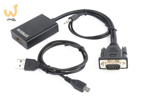 Adapter GEMBIRD A-VGA-HDMI-01 (HDMI F - D-Sub (VGA), Jack stereo 3,5 mm, USB 2.0 M; 0,15m; kolor czarny) Adapter GEMBIRD A-VGA-HDMI-01 (HDMI F - D-Sub (VGA), Jack stereo 3,5 mm, USB 2.0 M; 0,15m; kolor czarny)