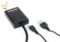 Adapter GEMBIRD A-VGA-HDMI-01 (HDMI F - D-Sub (VGA), Jack stereo 3,5 mm, USB 2.0 M; 0,15m; kolor czarny)