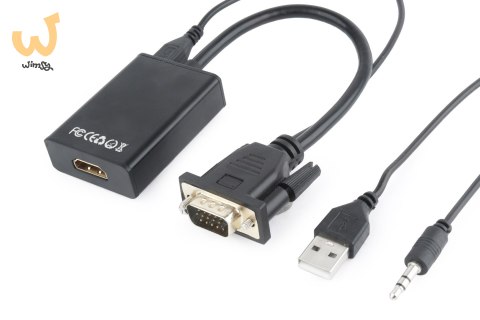 Adapter GEMBIRD A-VGA-HDMI-01 (HDMI F - D-Sub (VGA), Jack stereo 3,5 mm, USB 2.0 M; 0,15m; kolor czarny) Adapter GEMBIRD A-VGA-HDMI-01 (HDMI F - D-Sub (VGA), Jack stereo 3,5 mm, USB 2.0 M; 0,15m; kolor czarny)