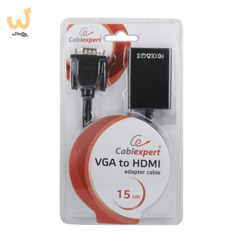 Adapter GEMBIRD A-VGA-HDMI-01 (HDMI F - D-Sub (VGA), Jack stereo 3,5 mm, USB 2.0 M; 0,15m; kolor czarny) Adapter GEMBIRD A-VGA-HDMI-01 (HDMI F - D-Sub (VGA), Jack stereo 3,5 mm, USB 2.0 M; 0,15m; kolor czarny)